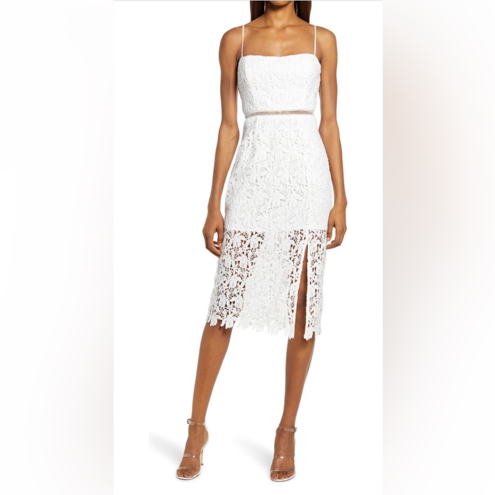 NEW NWT Floret Studios Side Slit Lace Midi Dress - Small, Ivory